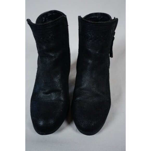 Daisy Fuentes Black Faux Leather Ankle Boots Caroline Size US 8W - Picture 1 of 9